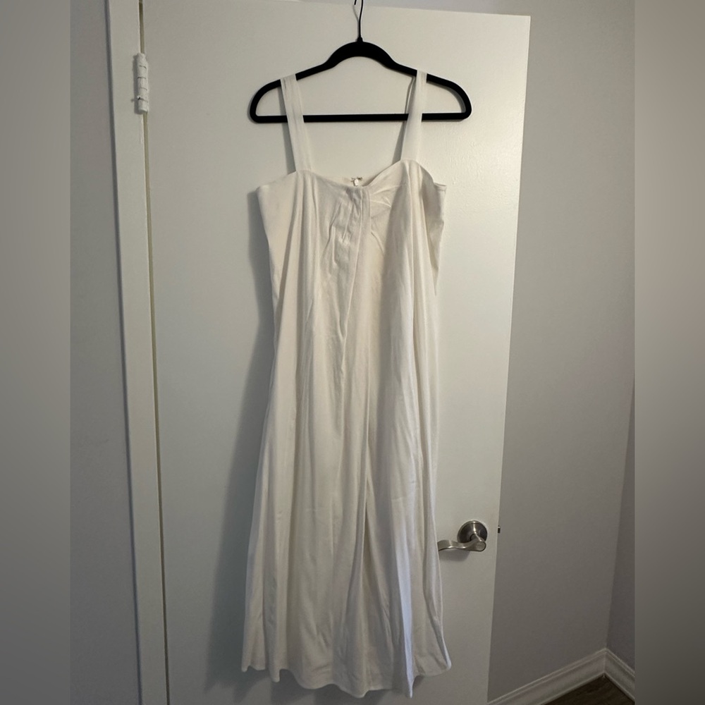 Vince White Linen Midi Dress with Neckline Pleats Lined Women’s Size Medium